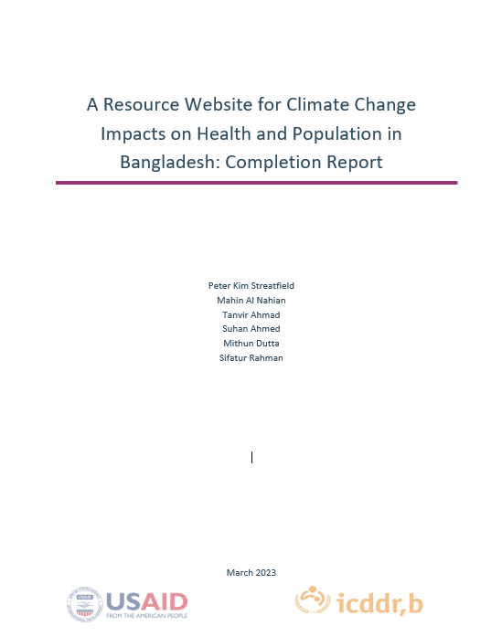 A Resource Website for Climate Change Impacts on Health and Population in Bangladesh: Completion Report